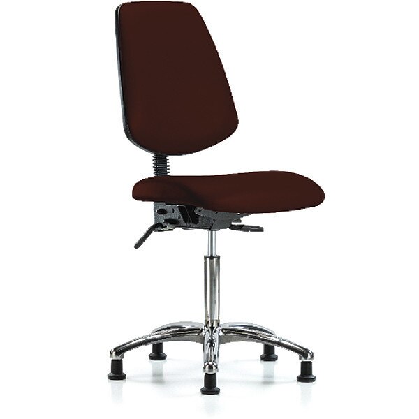 Bench Chair, Vinyl, Med, Bk, Glds, Burg, Arm Style: No Arms