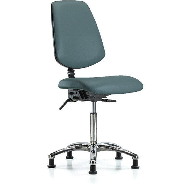 Bench Chair, Vinyl, Med, Bk, Glds, Blu, Weight Capacity: 300 lb.