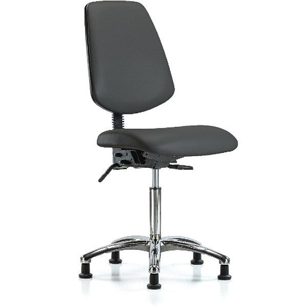 Bench Chair, Vinyl, Med, Bk, Glds, Gry, Weight Capacity: 300 lb.