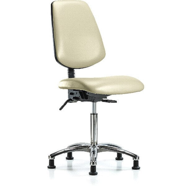 Bench Chair, Vinyl, Med, Bk, Glds, Wht, Arm Style: No Arms