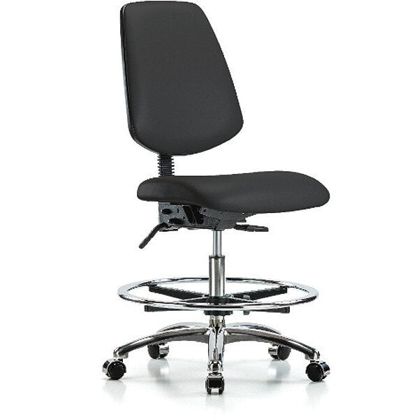 Bench Chair, Vinyl, Med, Bk, CF, Cast, Blk, Color: Black