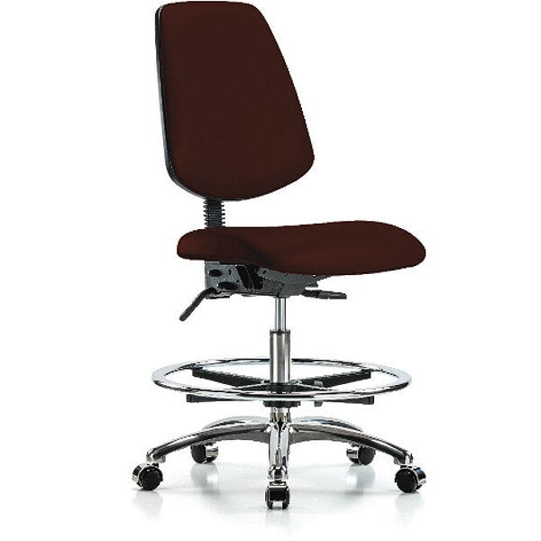 Bench Chair, Vinyl, Med, Bk, CF, Cast, Burg, Weight Capacity: 300 lb.