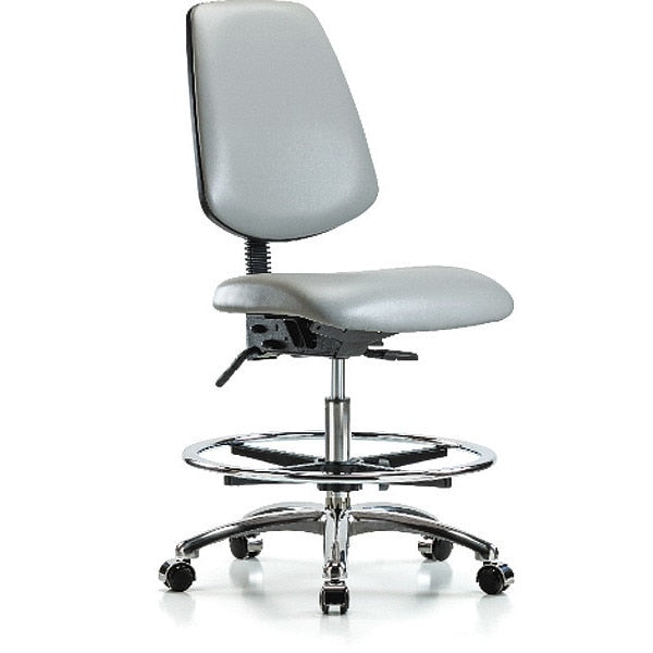 Bench Chair, Vinyl, Med, Bk, CF, Cast, Dov, Weight Capacity: 300 lb.