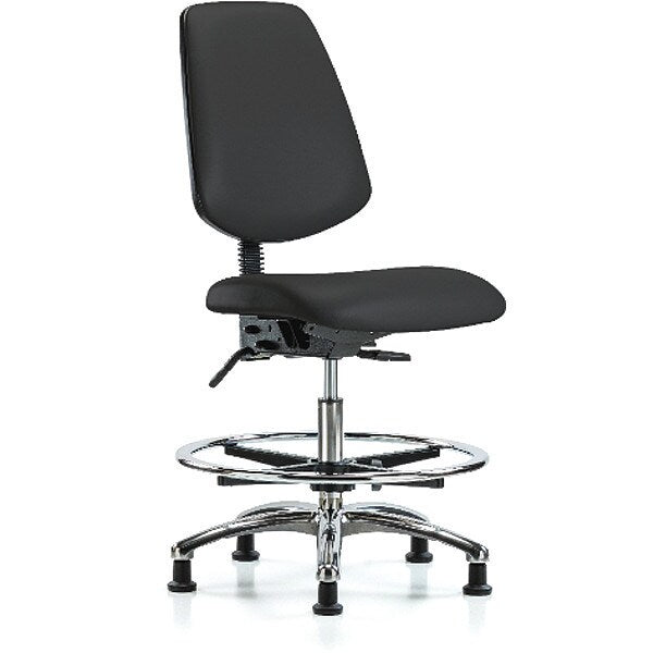 Bench Chair, Vinyl, Med, Bk, CF, Glds, Blk, Arm Style: No Arms