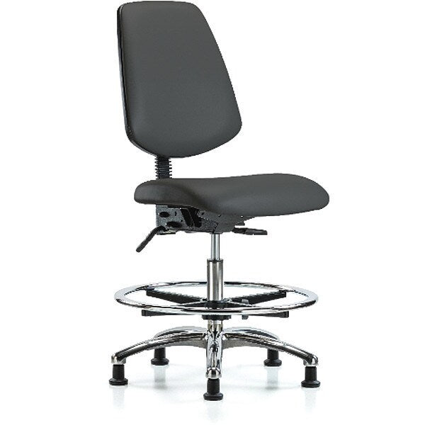 Bench Chair, Vinyl, Med, Bk, CF, Glds, Gry, Arm Style: No Arms