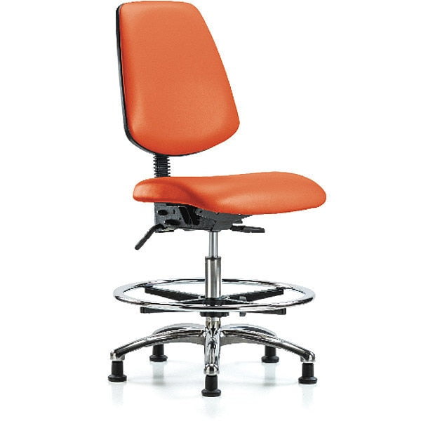 Bench Chair, Vinyl, Med, Bk, Glds, Org, Arm Style: No Arms