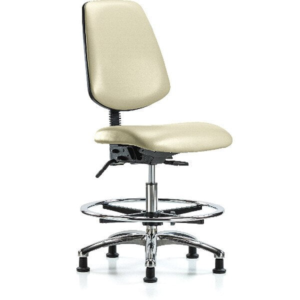 Bench Chair, Vinyl, Med, Bk, CF, Glds, Wht, Weight Capacity: 300 lb.