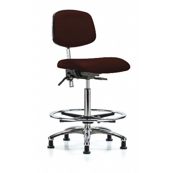 Hi Bench Chair, Vinyl, CF, Glds, Burg, CL100, Arm Style: No Arms
