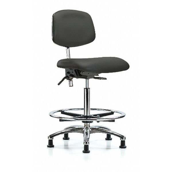 Hi Bench Chair, Vinyl, CF, Glds, Gry, CL100, Arm Style: No Arms