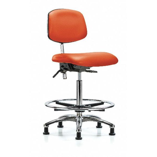 Hi Bench Chair, Vinyl, CF, Glds, Org, CL100, Arm Style: No Arms