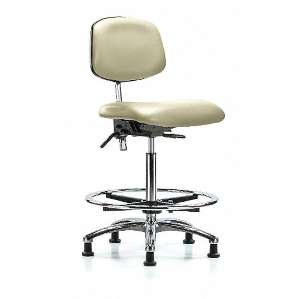 Hi Bench Chair, Vinyl, CF, Glds, Wht, CL100, Weight Capacity: 300 lb.