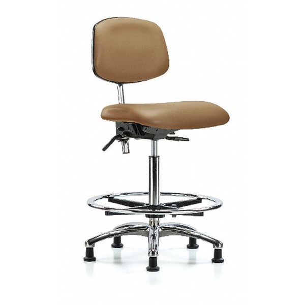 Hi Bench Chair, Vinyl, CF, Glds, Taupe, CL100, Weight Capacity: 300 lb.