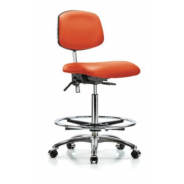 Hi Bench Chair, Vinyl, CF, Cast, Org, CL100, Arm Style: No Arms