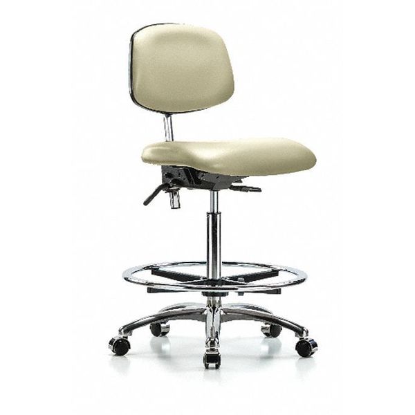 Hi Bench Chair, Vinyl, CF, Cast, Wht, CL100, Weight Capacity: 300 lb.