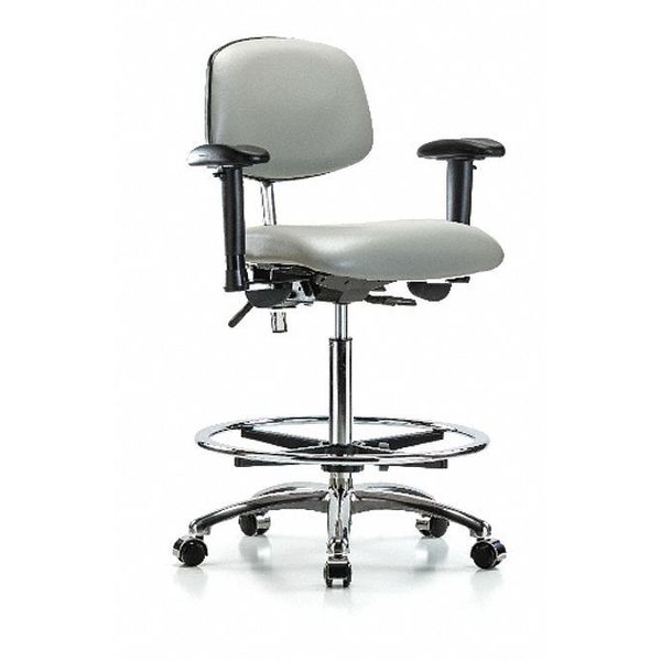Hi Bench Chair, Vinyl, CF, Cast, Dov, CL100, Arm Style: 6-Way Adjustable