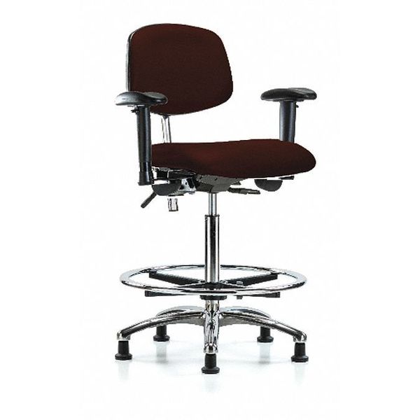 Hi Bench Chair, Vinyl, CF, Glds, Burg, CL100, Seat Height Range: 26