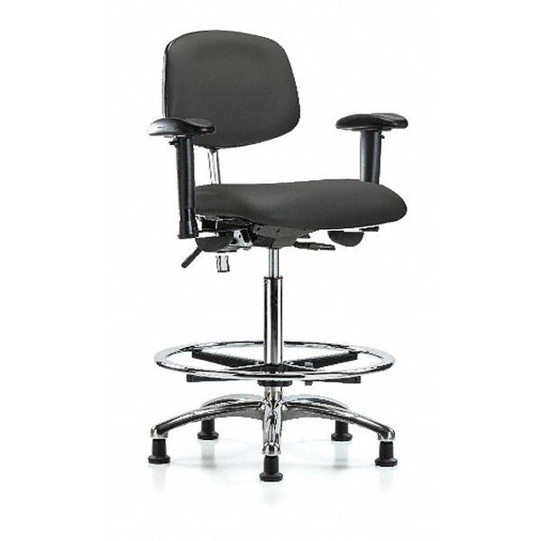 Hi Bench Chair, Vinyl, CF, Glds, Gry, CL100, Weight Capacity: 300 lb.