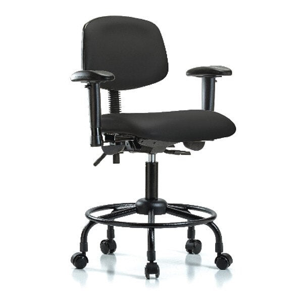 Bench Chair, Vinyl, RT, AA, Casters, BLK
