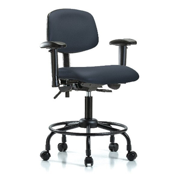 Bench Chair, Vinyl, RT, AA, Casters, Nav