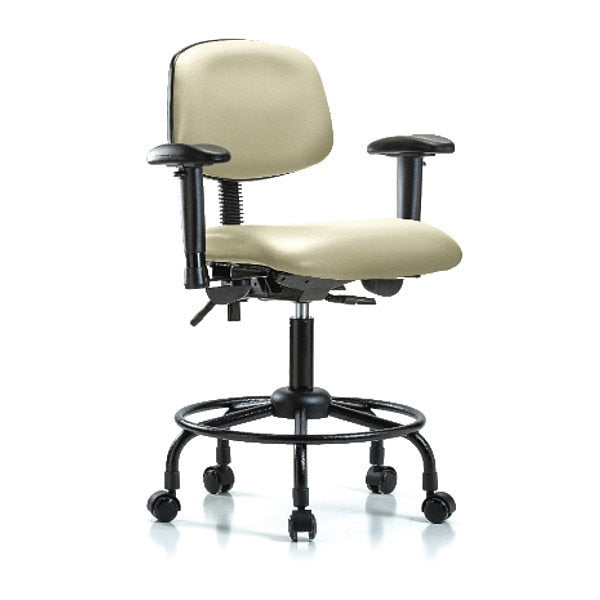 Bench Chair, Vinyl, RT, AA, Casters, Wht