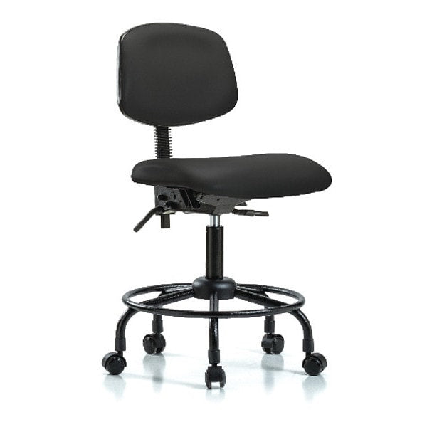 Bench Chair, Vinyl, RT, Casters, BLK