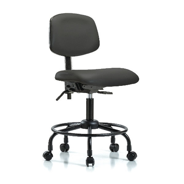 Bench Chair, Vinyl, RT, Casters, Gry