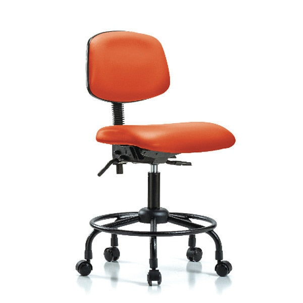 Bench Chair, Vinyl, RT, Casters, Orange