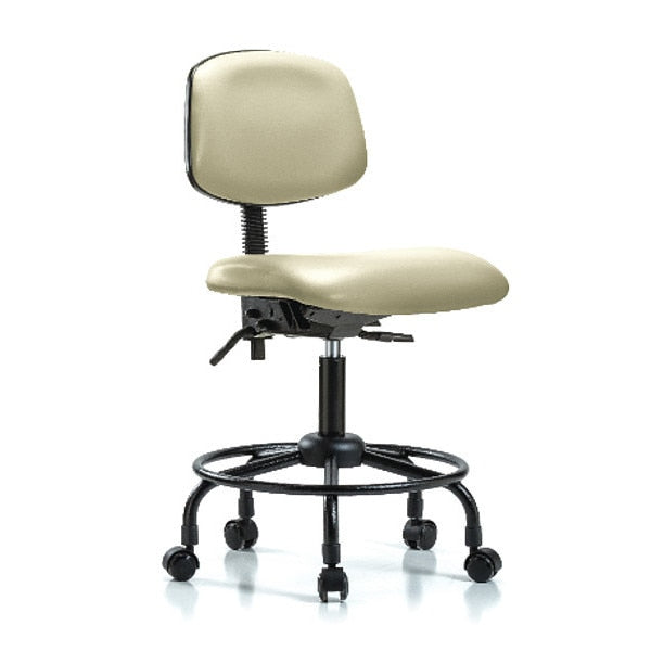Bench Chair, Vinyl, RT Tilt, Casters, Wht