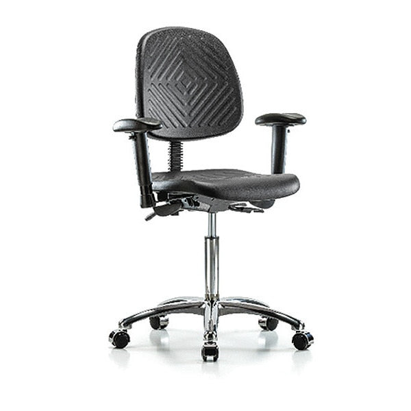 Bench Chair, Poly, Med, Bk, Chrome, AA Cast
