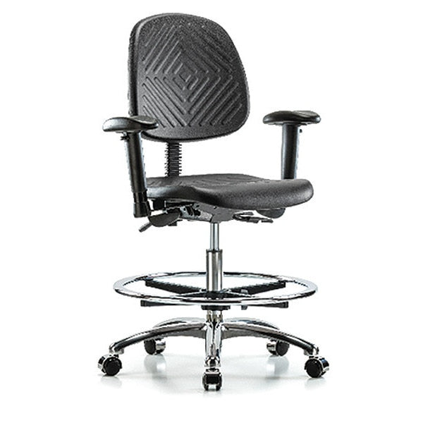 Bench Chair, Poly, Med, Bk, Chrom, AA CF Cast
