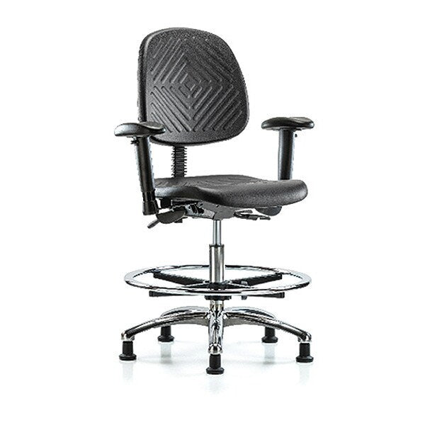 Bench Chair, Poly, Med, Bk, Chrome, AA CF Gld