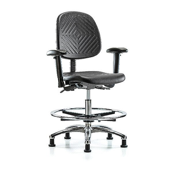 Bench Chair, Poly, Med, Bk, CF Gld, Frame Material: Cast Aluminum