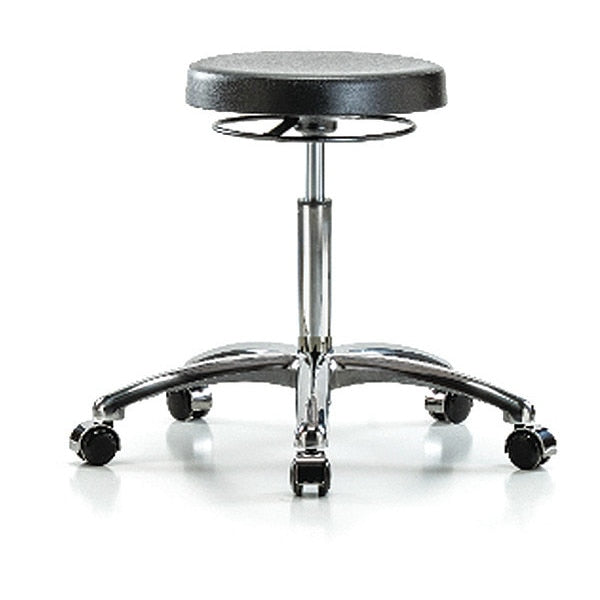 Bench Stool, Med, Chrome, Poly, Casters