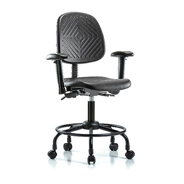 Bench Chair, Poly, Med, Bk, RT, Cast
