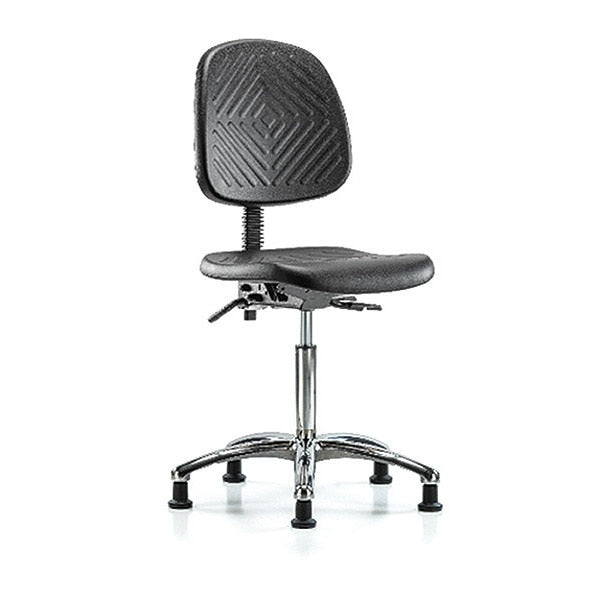 Bench Chair, Poly, Med, Bk, Chrome, Glides