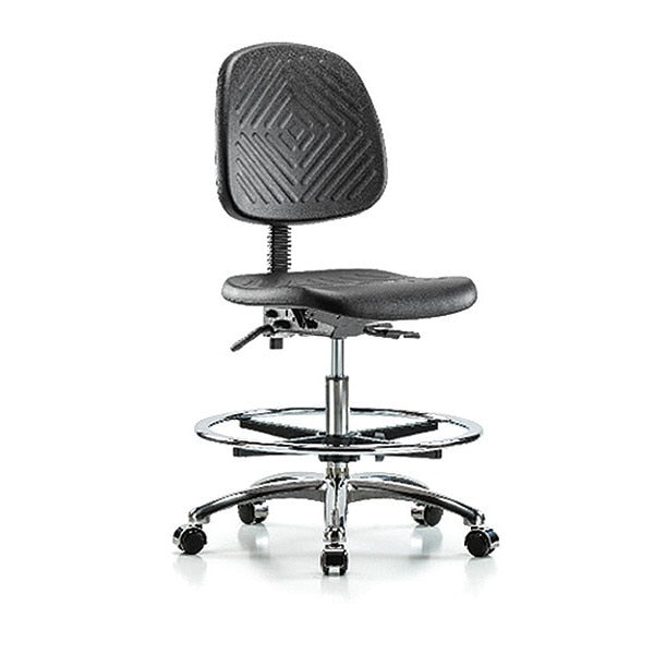 Bench Chair, Poly, Med, Bk, Chrome, CF Cast