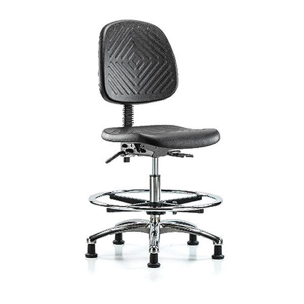 Bench Chair, Poly, Med, Bk, Chrome, CF Glides