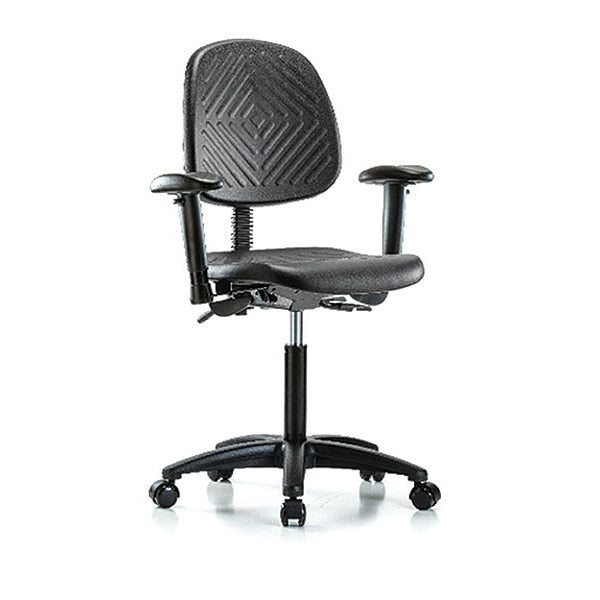 Bench Chair, Poly, Med, Bk, AA, Casters