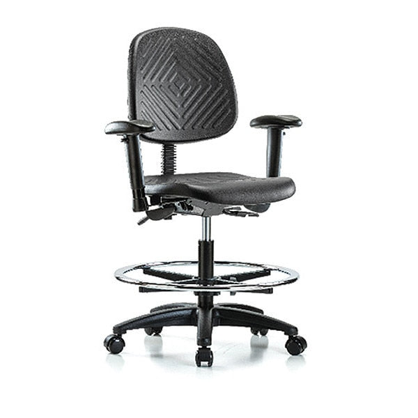 Bench Chair, Poly, Med, Bk, CF Cast, Weight Capacity: 300 lb.