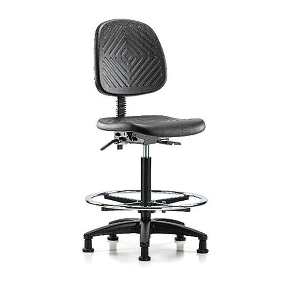 Bench Chair, Hi, Poly, Med, Bk, CF Glides