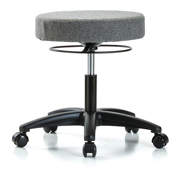 Desk Stool, Fabric, Casters, Gry