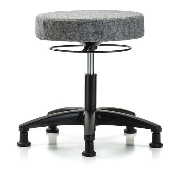 Desk Stool, Fabric, Glides, Gry