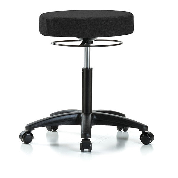 Bench Stool, Med, Fabric, Casters, Blk
