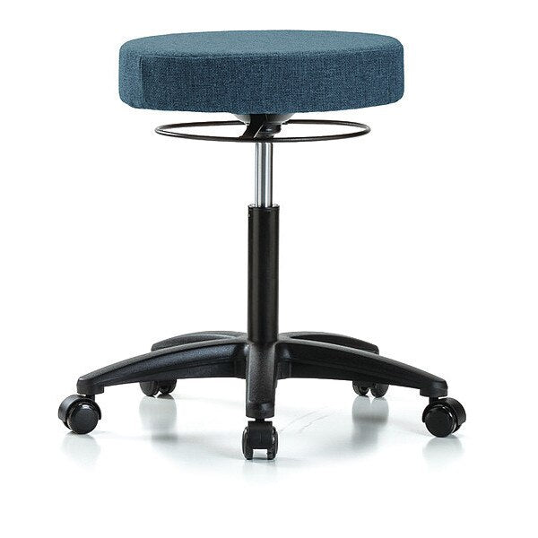 Bench Stool, Med, Fabric, Casters, Blu