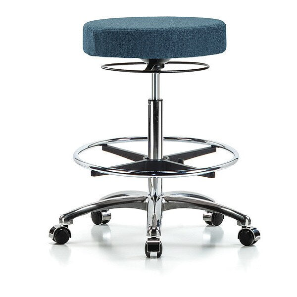 Bench Stool, Hi, Fabric, Chrom, CF, Cstr, Blu