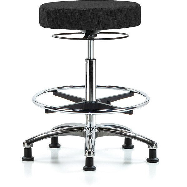 Bench Stool, Hi, Fabric, Chrom, CF, Glids, Blk