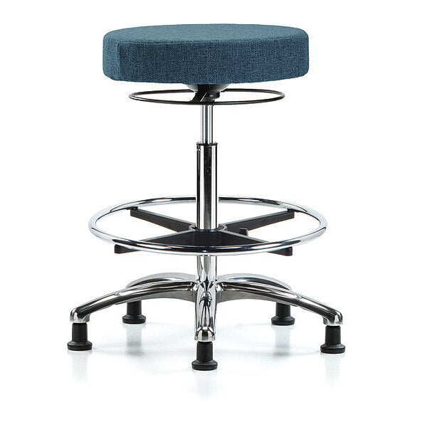 Bench Stool, Hi, Fabric, Chrom, CF, Glids, Blu