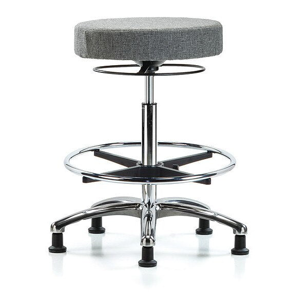 Bench Stool, Hi, Fabric, Chrom, CF, Glids, Gry