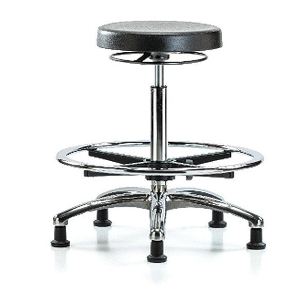 Bench Stool, Hi, Chrome, Poly, CF Glides