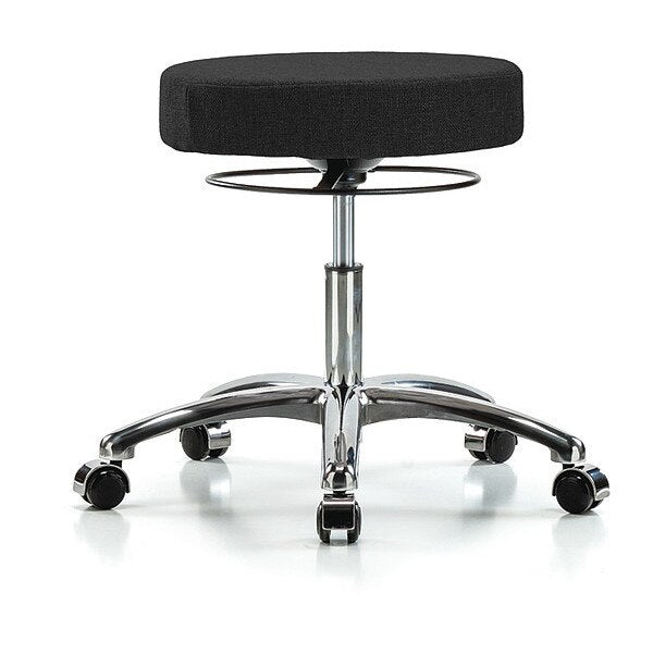 Desk Stool, Chrome, Fabric, Casters, Blk